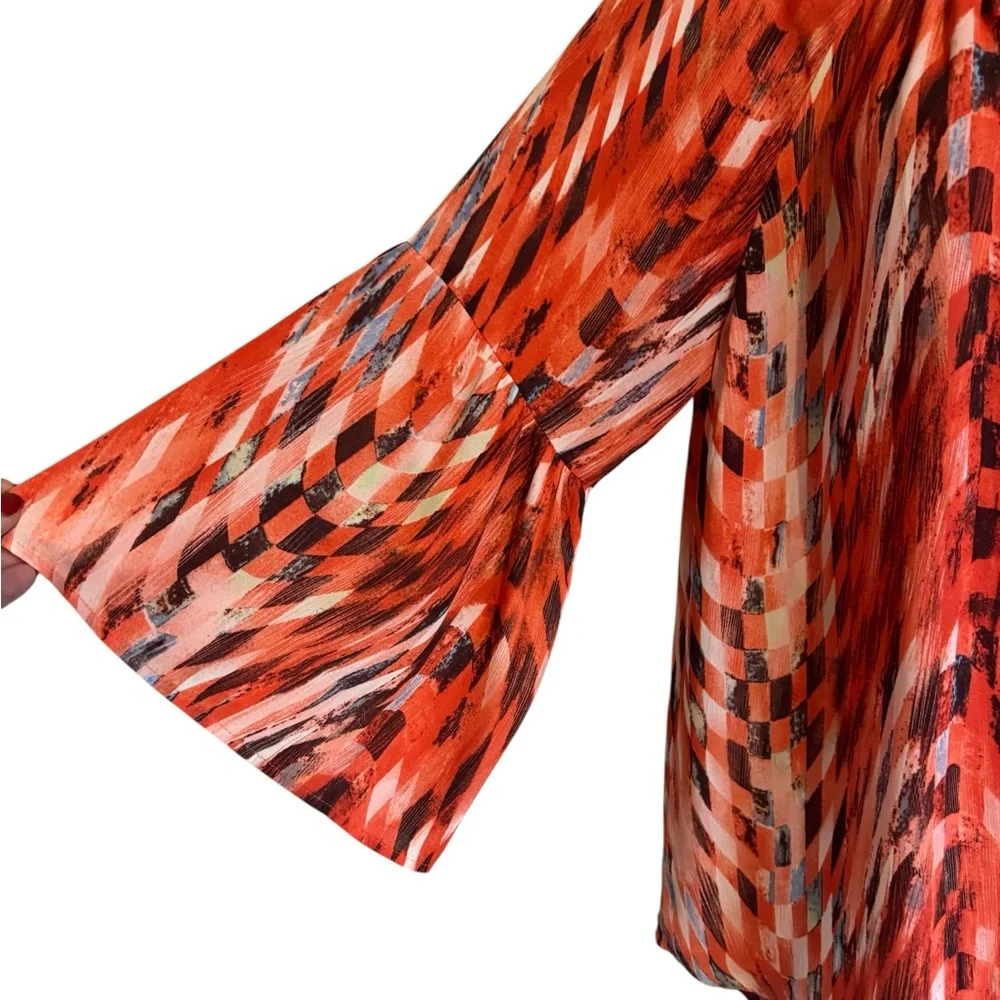 Orang/Coral Multi-Color Abstract Top PLUS: 18/20 BIN#S - Picture 3 of 7